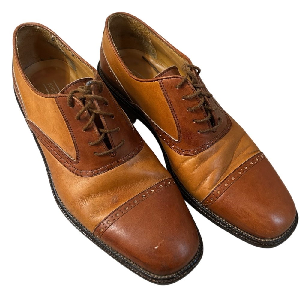 Johnston & Murphy Cellini Leather Oxford Dress Shoes Brown 2-Tone Lace Ups Sz 9M - Picture 4 of 12